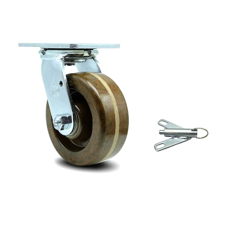 Service Caster 5 Inch High Temp Phenolic Swivel Caster with Roller Bearing and Swivel Lock SCC SCC-30CS520-PHRHT-BSL